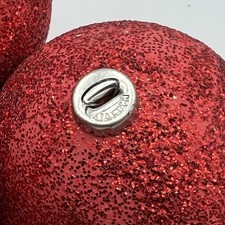 Set 4 Vtg Red Glitter Plastic Ball Christmas Ornaments Japan 2.5