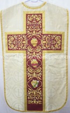 Gold Roman Fiddleback Chasuble and mass set with Three Holy Hearts Embroidery picture