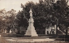 RPPC Stockbridge Michigan Town Hall Military Monument Statue Photo Postcard 15A picture