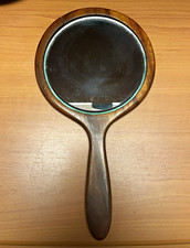 Hawaiian Koa Wood Handheld Vanity Mirror, Round Glass Face. picture