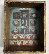 Mexican Religious Folk Art Box Wood, Jesus Purgatory, Hand Painted, Antique? picture