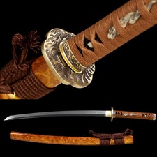 NEW SALE Japanese Samurai Wakizashi Clay Tempered L6 Blade Real Hamon Sword picture