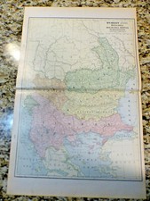 Turkey Map Bulgaris Roumania Servia 1903 Cram Antique COLOR Great for framing picture
