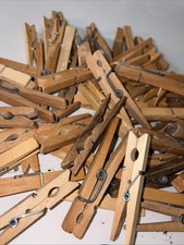 Lot Of Wood Clothes Pins Alligator Clip Vintage Laundry Clothing Wooden Old picture