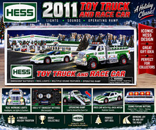 2011 Hess Toy Truck & Race Car Lights Sounds Pull Back Motor Original Box picture