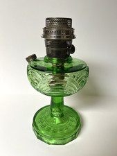 Aladdin Washington Drape Green Crystal B54 Kerosene Lamp W/Burner/New Wick GLOWS picture