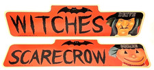 Vintage 1980s Telco Creations Halloween Signs Witches Drive & Scarecrow Square picture