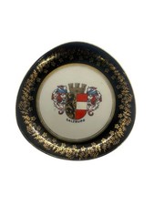Salzburg Austria Souvenir Trinket Dish Coat of Arms Gold Black 4.25