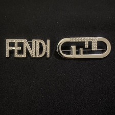 Fendi Silver Tone With Clear Rhinestone Brooch Pin picture