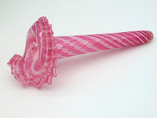 Antique Victorian Pink Opal Ribbon Stripe Jack in the Pulpit Glass Epergne Vase picture