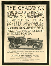 1911 Original Chadwick Luxury Car Ad. Nice Photo. Exclusiveness. Pottstown, PA picture