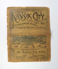 Antique 1890 KANSAS CITY GLOBE NEWSPAPER Missouri Souvenir Architecture picture