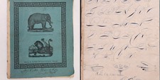 1853 antique PENMANSHIP ALPHABET FRAKTUR BOOK pa LIDIA WEAVER teach GW MARTIN picture