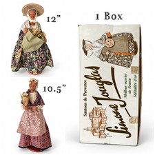 2 Signed Vintage Santons de Provence Clay Dolls S. Jouglas & C. Carbonel w/ Box picture
