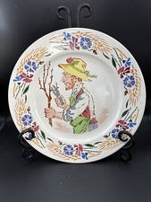 Antique Sarreguemines Pottery Art Plate Gardener Pruning Branch 1860-1919 Mark picture