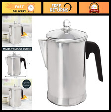 Durable 9-Cup Aluminum Stovetop Percolator Coffee Maker - Brew Fresh Coffee Silv picture