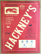 1952 HACKNEY'S vtg Boardwalk seafood restaurant menu ATLANTIC CITY, NEW JERSEY picture