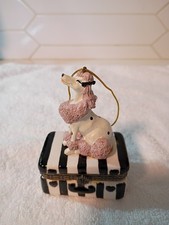 Vintage Poodle tricket box made in China Featuring White Poodle With Pink Mane picture