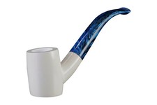 Poker Meerschaum Pipe handmade Smooth smoking tobacco Blue stem with case MD-19 picture