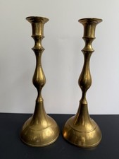 Excel Solid Brass Candlesticks Classic Vintage Pair picture