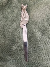 Vintage 1992 Seagull Pewter Silver Tone Figural Fox Letter Opener Desk Knife picture