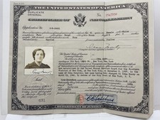1941 US Certificate of Naturalization Irma Monty Italian Immigrant New York City picture