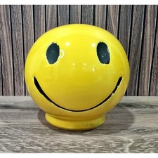 Vintage MCM McCoy Pottery Yellow Smiling Face Bank - 1970's Have A Nice Day picture