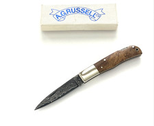 A.G. Russell A340-DA Folding Knife Damascus Burl Wood Handle Japan picture