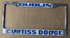 VTG Metal Dublin CA Curtiss Dodge Embossed Dealership License Plate Frame Gas picture