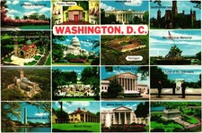 Washington D.C. Multi-View Postcard - Capitol, White House, Lincoln Memorial picture