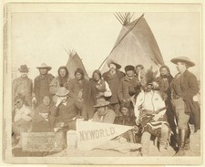 Pine Ridge South Dakota 1891 Lakota Chiefs Buffalo Bill Tipi NY World Pennant picture