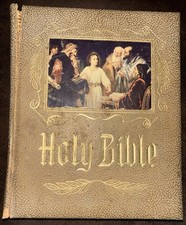 Vintage Heirloom Holy Bible KJV Red Letter Illustrated Family Bible Antique picture