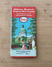 1958 Delaware-Maryland-Virginia-West Virginia Road Map ESSO Chesapeake Bay picture