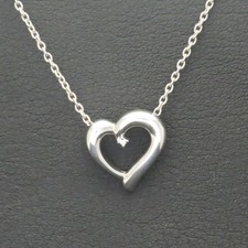 Tasaki Diamond Heart Necklace 925 Silver, Pendant 17x17mm, Adjustable Chain picture
