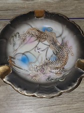 Vintage Japanese Dragonware Moriage Ashtray with Gold Trim Hand Painted Japan 6