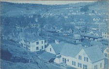 Birds Eye View Lisbon NH Railroad Depot Water Tower Cyanotype RPPC 1908 Postcard picture