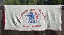 1980 Olympics Wool Blanket 84X90 1984 Pentathlon Games Vintage Curvon Peerless picture