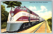c1940s Champion Streamliner Train New York Miami Atlantic Postcard picture