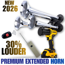 DeWalt Premium Chrome Train Horn, Long Range (2000ft) Remote, Extended Trumpets picture