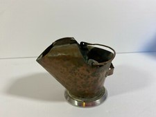 Vintage Copper Metal Coal Scuttle Bucket Ashtray with Handle - 3 1/2
