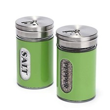 Salt and Pepper Shakers Stainless Steel and Glass Set with Adjustable Pour Holes picture