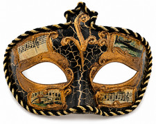 Nocturne di Venezia Venetian Masquerade Mask Black Gold Papier Mache Mardi Gras picture