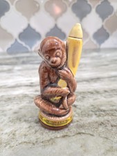 Vintage MOBANA Ceramic Monkey Decanter Banana Liqueur 4.5” Tall Empty Portugal picture