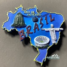 Rio De Janeiro Map of Brazil Tourist Souvenir 3D Resin Fridge Magnet GIFT IDEA picture