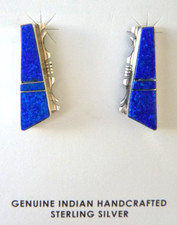 NWT Navajo Steve Francisco Blue Opal Earrings 925 Sterling Silver 1 1/8