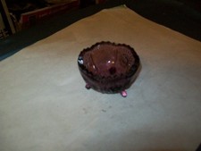 Vintage  3 Footed Purple Small Glass Trinket Dish 2-1/4 Wide X 1-3/8 Tall picture