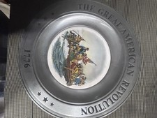 1975 CANTON OHIO THE GREAT AMERICAN REVOLUTION 1776 BICENTENNIAL PEWTER PLATES. picture