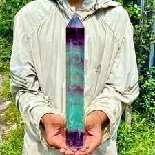 2.86LB Natural Fluorite Crystal Column Magic Wand Obelisk Point Earth Healing picture