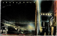 Everett Snohomish WA Hewitt Ave Night Postcard c1910s ORIENT Sign Grand Leader picture