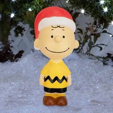 22” Lighted Charlie Brown Blow Mold Santa Hat Peanuts Outdoor Christmas Decor picture